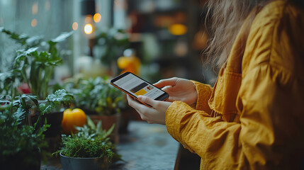 Person paying for an online order using a digital wallet on a smartphone