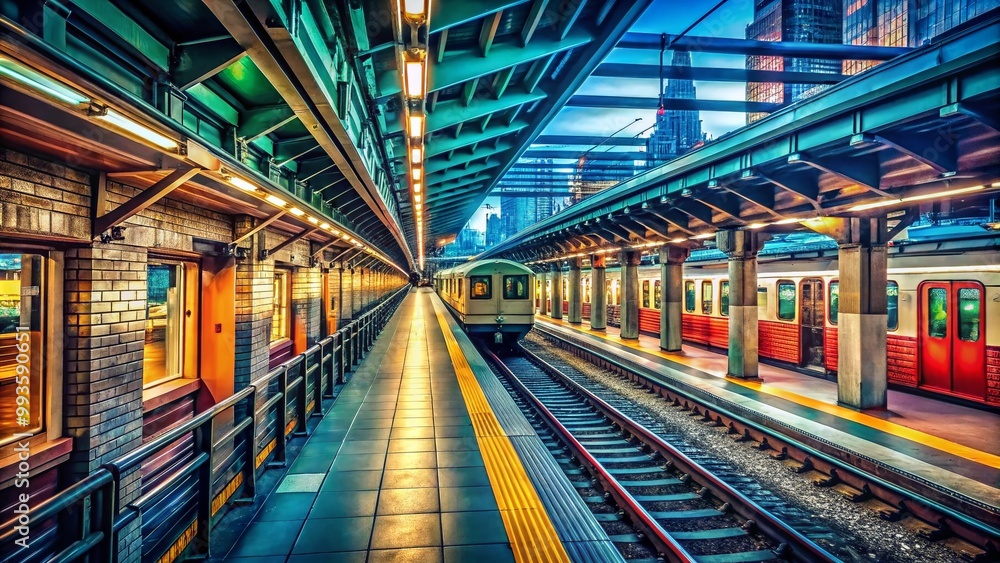 Subway Platform Design Subway platform sign in New York City showcasing urban transit system ...