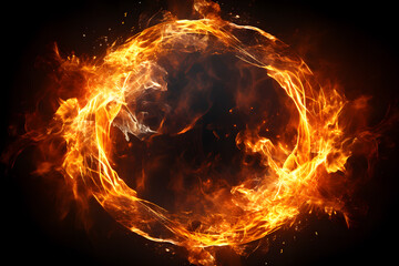 Sticker - Realistic Ring of fire isolated on a black background