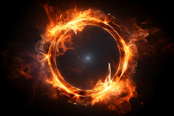 Canvas Print - Realistic Ring of fire isolated on a black background