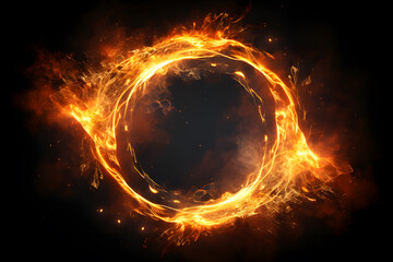 Wall Mural - Realistic Ring of fire isolated on a black background