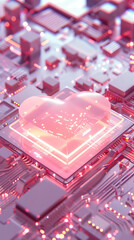 Canvas Print - pink heart circuit