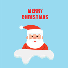 Poster - Merry Christmas card with Santa Claus in the chimney