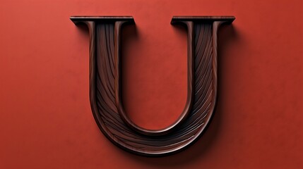 Wall Mural - A minimalist letter U displayed on a bold, solid backdrop
