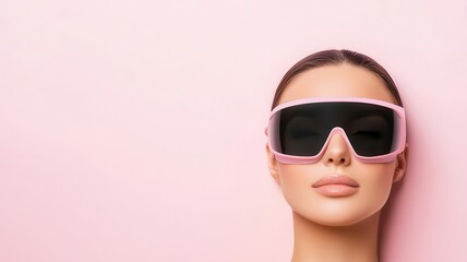 Close-up of the protective goggles worn by a client during laser hair removal, symbolizing safety and protection in the beauty procedure Protective goggles, Safety in beauty