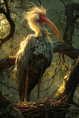 Poster - A large bird sitting on top of a tree branch