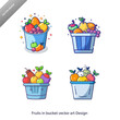 © nazmulmallik44 - Set of Fruits in bucket vector art illustration watercolor icon design