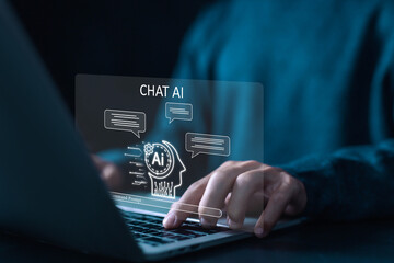 Wall Mural - ai generates bot artificial intelligence. concept of command prompt information, communication is op