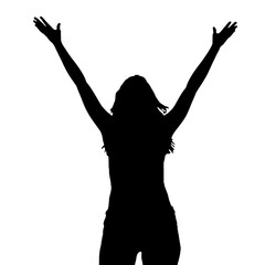 Victorious Pose Woman Silhouette – Vector for Confidence and Motivation