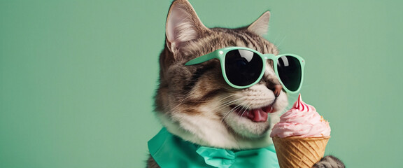 Cool Cat with Ice Cream