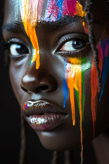 Canvas Print - A woman with colorful paint on her face