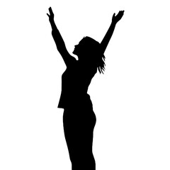 Silhouette of a Female with Arms Up – Vector for Celebration and Accomplishment