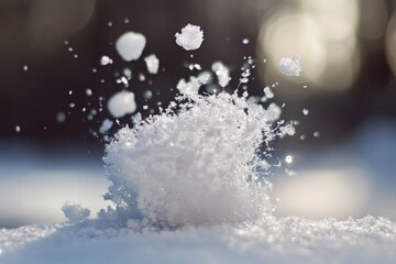 Sticker - Close-up of a Snowball Disintegrating in Sunlight