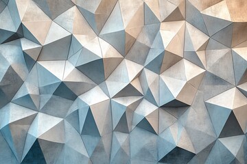 Wall Mural - Abstract geometric background with a low-poly design in blue and beige tones.