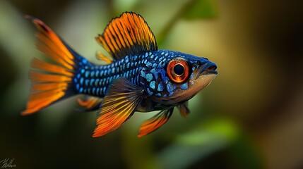 Blue fish in aquarium