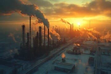 Wall Mural - Industrial Complex at Sunset