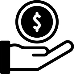 Sticker - Vector Icon Dollar, Economy, Hand, Money, Hands, Casino Chip, Business And Finance, Gambler