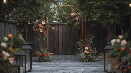 Geometric Shapes Creating a Modern and Wedding Arch Backdrop