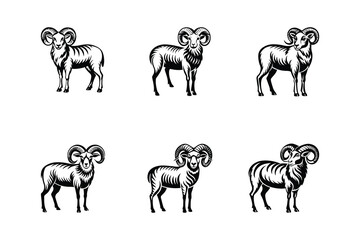 Poster - A collection of black sheep silhouette isolated, Goats symbol collection Vector illustration logo icons