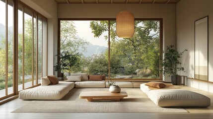 Japanese style interior living room interior a design with simplicity, natural elements, and minimalism