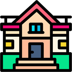 Sticker - Vector Icon Villa, Property, Real Estate, Building, House, Home