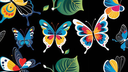 Sticker - seamless background with butterflies