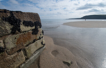 Sea wall at Pentewan Cornwall