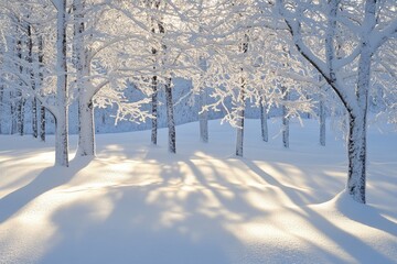 Canvas Print - Snow-Covered Trees and Shadows in a Winter Forest