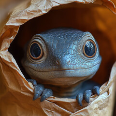 baby dinosaur in the paper bag