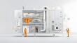 © Ratchadaporn - Detailed diagram illustrating the layout and components of a building s ventilation system including HVAC equipment ducts filters and airflow patterns for efficient climate control and indoor air