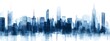 © Lucija - A cityscape of New York made up entirely from blue abstract shapes, with skyscrapers and buildings of various heights, all in shades of light to dark blue