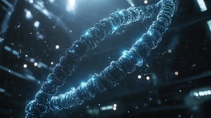 Wall Mural - abstract dna helix - glowing blue science illustration