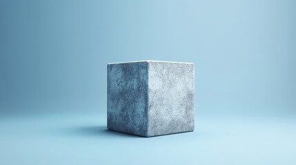 Sticker - A white cube with a grey surface sits on a blue background