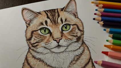 A cute cat coloring page for kids, perfect for creative fun.