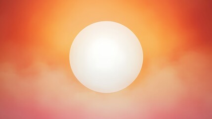 Canvas Print - A white sphere in the center of the image, resembling a sun, against a blurry orange and pink background.