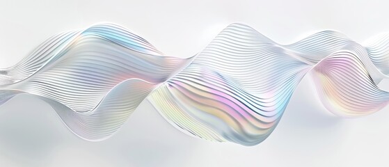 Wall Mural - Abstract wave design with iridescent colors and smooth curves.