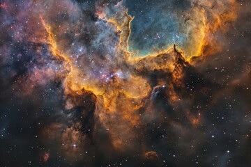 Wall Mural - Cosmic Nebula with Stars and Glowing Gas Clouds