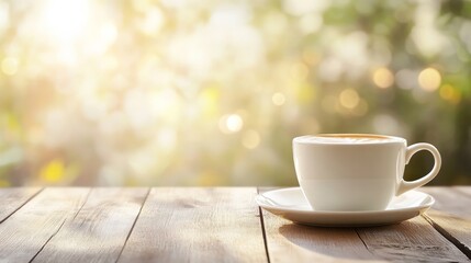 Wall Mural - background with a white coffee cup