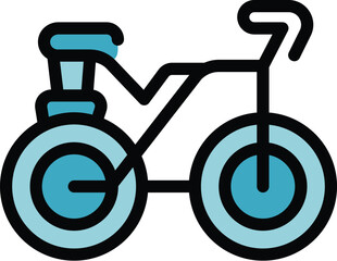 Wall Mural - Simple and clean line art icon of a bicycle with blue accents, ideal for projects related to cycling, transportation or healthy lifestyle