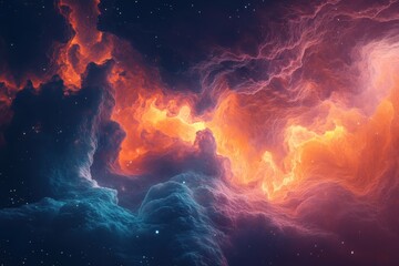 Wall Mural - Cosmic Nebula with Swirling Gas and Stars