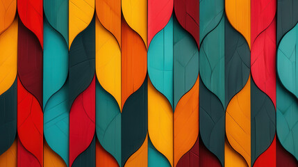 Canvas Print - vibrant retro geometric design, a lively fusion of bold shapes and colors creating a playful, vintag