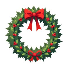 Sticker - christmas wreath illustration