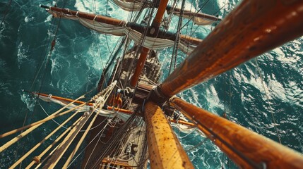 Top View of a Sailing Ship