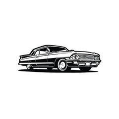 Wall Mural - Classic Muscle Car Side View Monochrome Silhouette Vector Illustration. Best for Automotive Related Industry