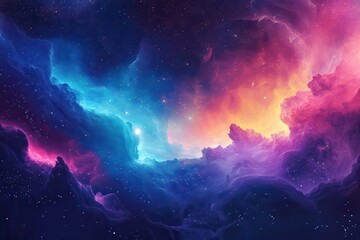 Wall Mural - Abstract Cosmic Nebula with Swirling Clouds and Stars
