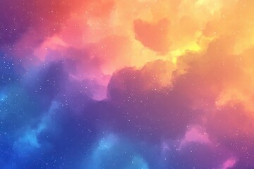 Wall Mural - Abstract Watercolor Galaxy with White Stars