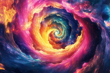 Wall Mural - Abstract Swirling Cosmic Nebula with Vibrant Colors