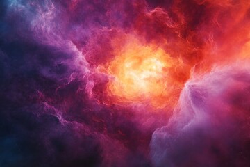 Wall Mural - A Cosmic Nebula with Vivid Colors and Glowing Center