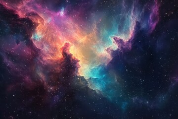 Wall Mural - Cosmic Nebula with Swirling Gas and Stars