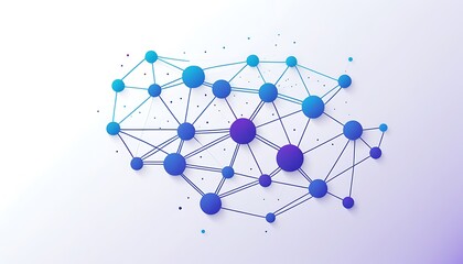 white background, gradient blue to purple, vector graphic of simple lines and dots connecting the sh
